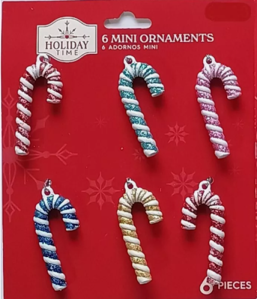 HOLIDAY Time Set Mini Ornaments 'Candy Cane' 6 Teile Import USA